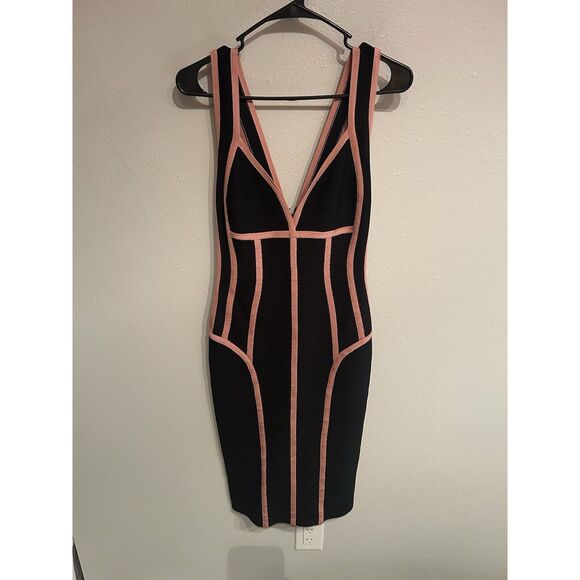Herve Leger Womens Medium Connie Bandage Dress Black - Picture 2 of 10